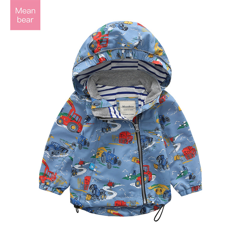 Meanbear spring and autumn boys and girls new jacket children's spring and autumn hooded windproof waterproof jacket