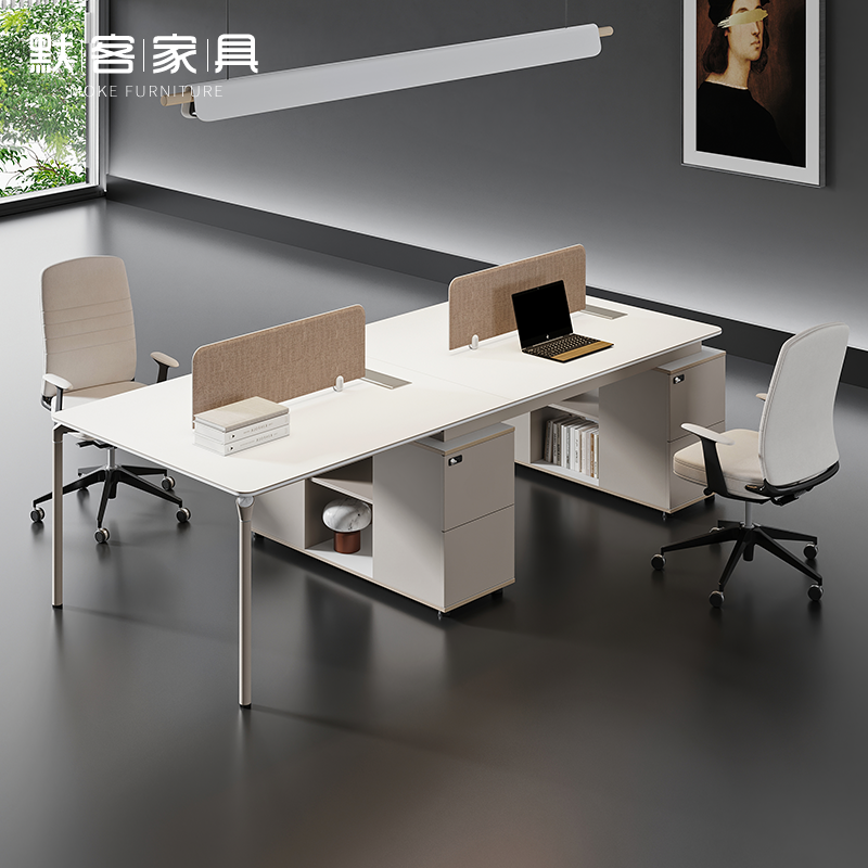 Desk Brief Modern Staff Office Composition Four Persons Desk Double Staff Station Screen Holder