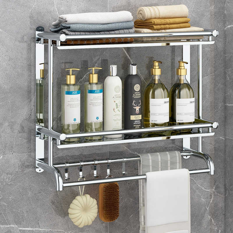 ノーパンチ式壁掛け式アイデア個性吸盤二重浴室トイレホルダー 浴室掛架2