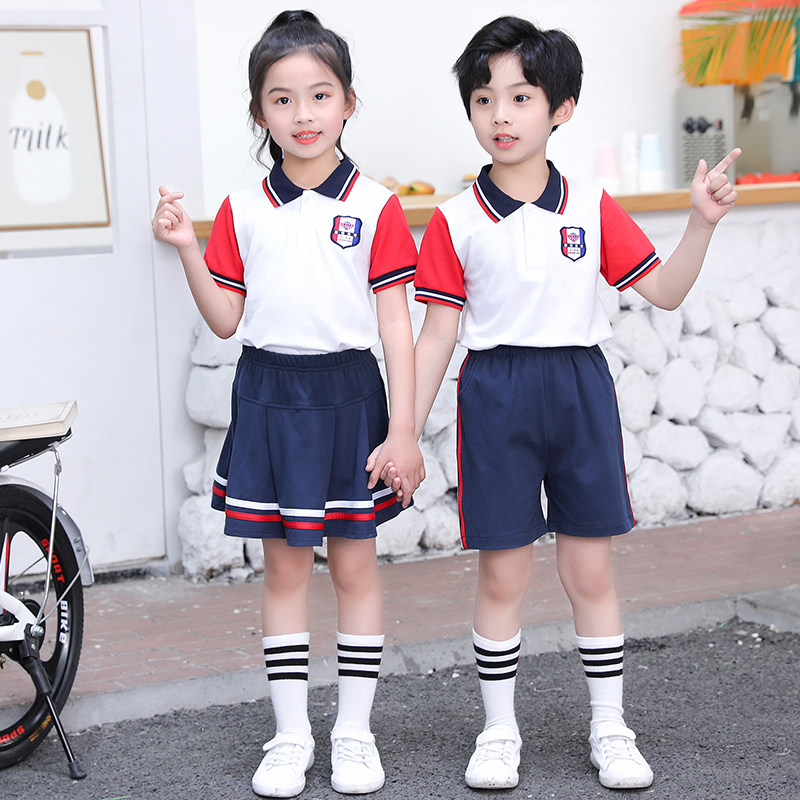 Kindergarten garden clothes summer wear short sleeves British college style children's class clothes sportswear primary school uniform summer set