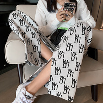 Open wide leg pants womens high waist drape feel 2021 new summer thin loose straight Joker slim casual pants