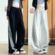 Black three-stripe American style sweatpants for women in spring and autumn