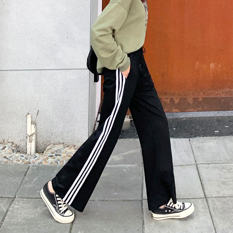 Sports broad legs female loose straight tube high loose vertical spring and autumn 2020 new slim and leisure long pants
