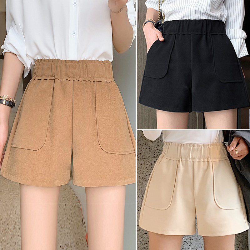 Gross shorts female autumn winter outside wearing high waist 2020 new thickened autumn style A character loose wide leg beating bottom boot pants