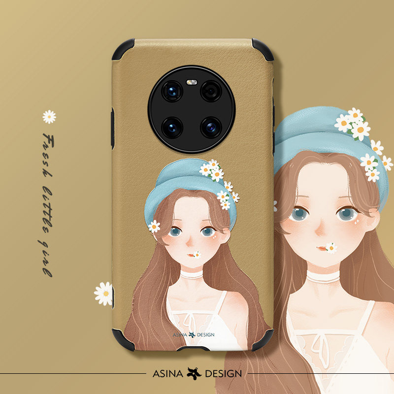Huawei mate40 mobile phone protective shell female mate40pro cute cartoon black dress girl 30pro lens all-inclusive mt40 soft cover new 40 lambskin personality net red in