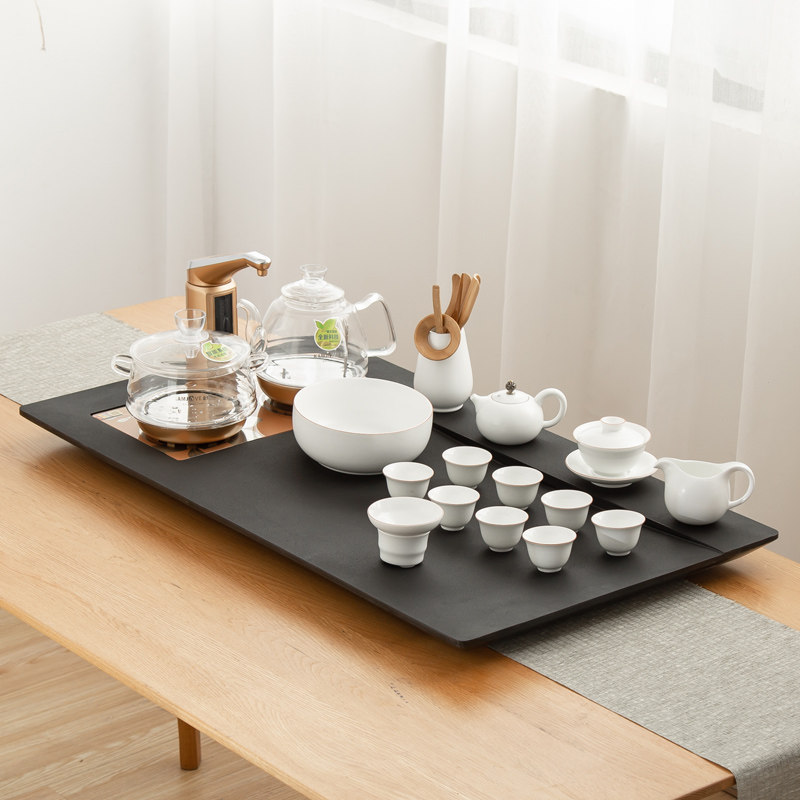 Wujin stone tea tray with induction cooker integrated household tea tray tea station automatic kettle automatic water boiler reward