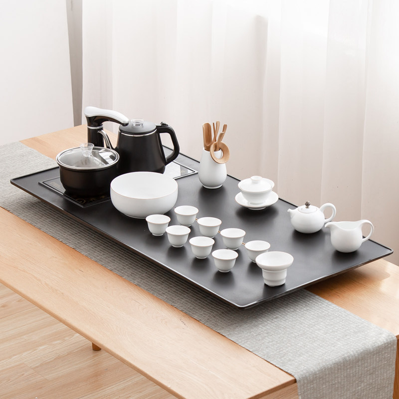High-end Wujin stone tea plate Induction cooker integrated stone plate Kettle Automatic water tea table Household tea set Tea appreciation