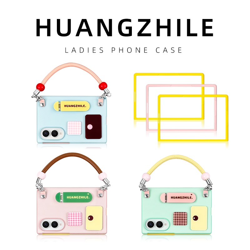 Suitable for Samsung Galaxy Z Fold 8 Wide Folding Color-Block Full-Cover Small House Phone Case with Rotating Stand, Portable Two-In-One New Folding Screen Outer Screen Frame Front Shell Center Axis Protection
