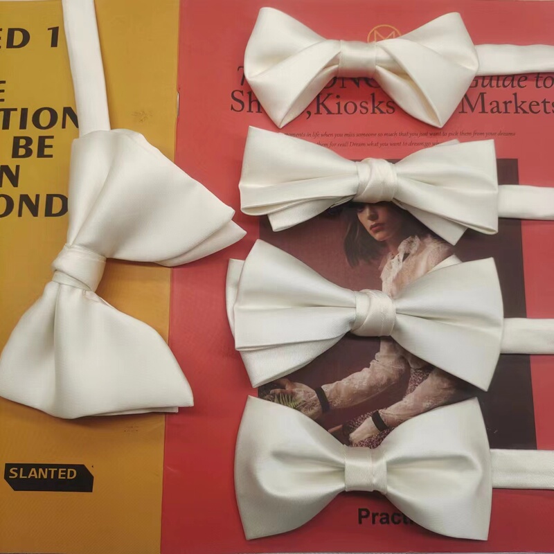 White Bow Tie for Men, Vintage Wedding, Groom, Best Man, Stage, Suit, Shirt, Bow Tie for Women, Solid Color