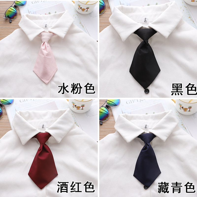 Polyester-Cotton No-Tie Small Tie, Women's Solid Color Short Japanese-Style Pink Jk Uniform Girl Sailor Suit Collar Flower