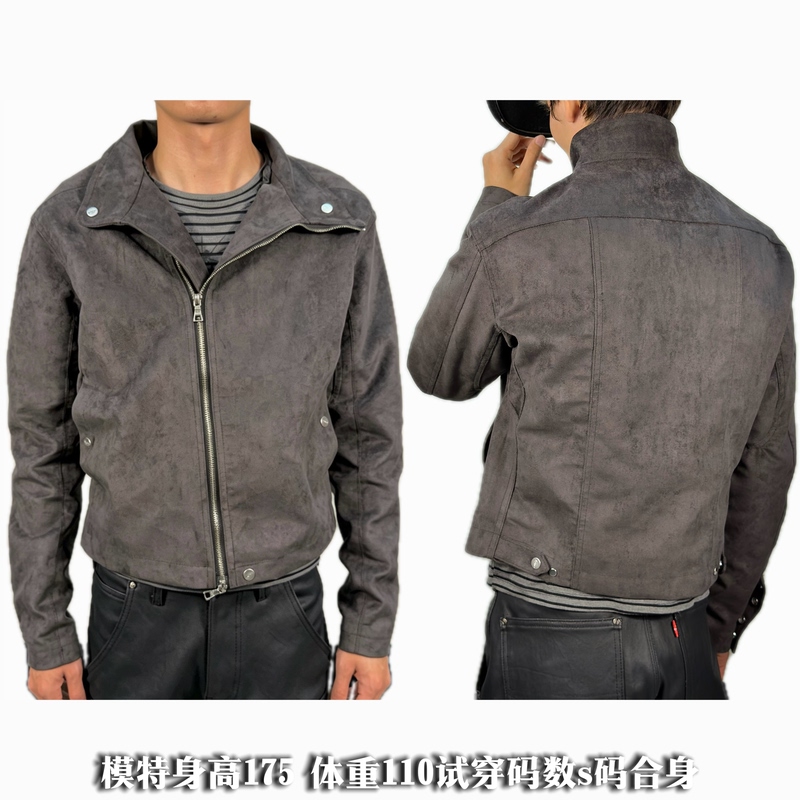(New Product in Stock) Jgone End of the Road Ashes Windproof Shoulder-Length Jacket, Slim Fit, Short Style, Stiff Brushed Color, Diagonal Zipper