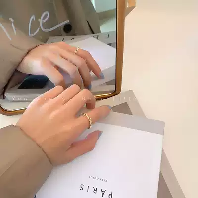 Open adjustable ring female light luxury niche design fashion personality exquisite ins cold wind inlaid diamond ring