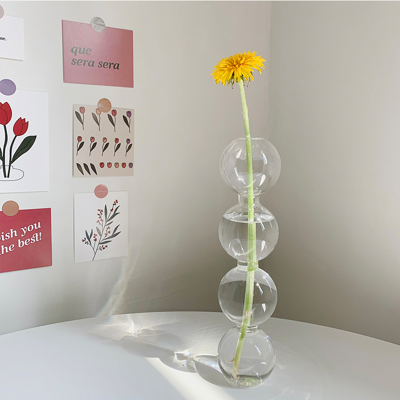 ins south korea same transparent ball glass flower arrangement vase small crowdhouse studio softly set up to take pictures