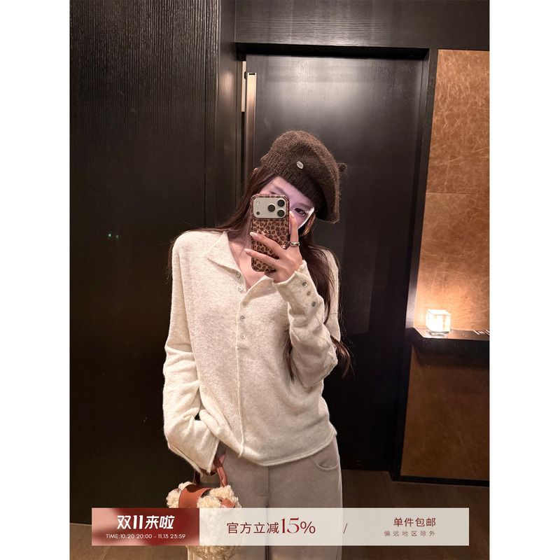 Yookson Light Chic, so Comfortable It's Almost Too Good, Korean Style Wool Half-Button Short Knit Sweater for Women Yookson Light Chic, so Comfortable It's Almost Too Good, Korean Style Wool Half-Button Short Knit Sweater for Women