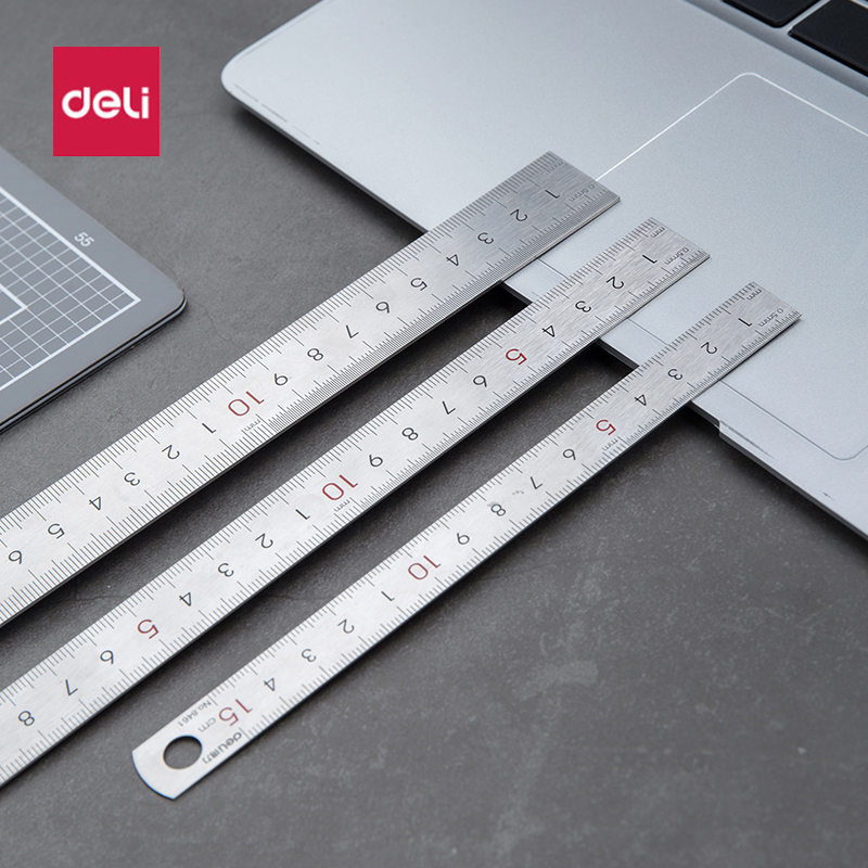 Right-hand Stainless Steel Ruler Thickened Graduated 15 Sub 15 20 30cm Steel Ruler Student Iron Scale Drawing Measurement Tool