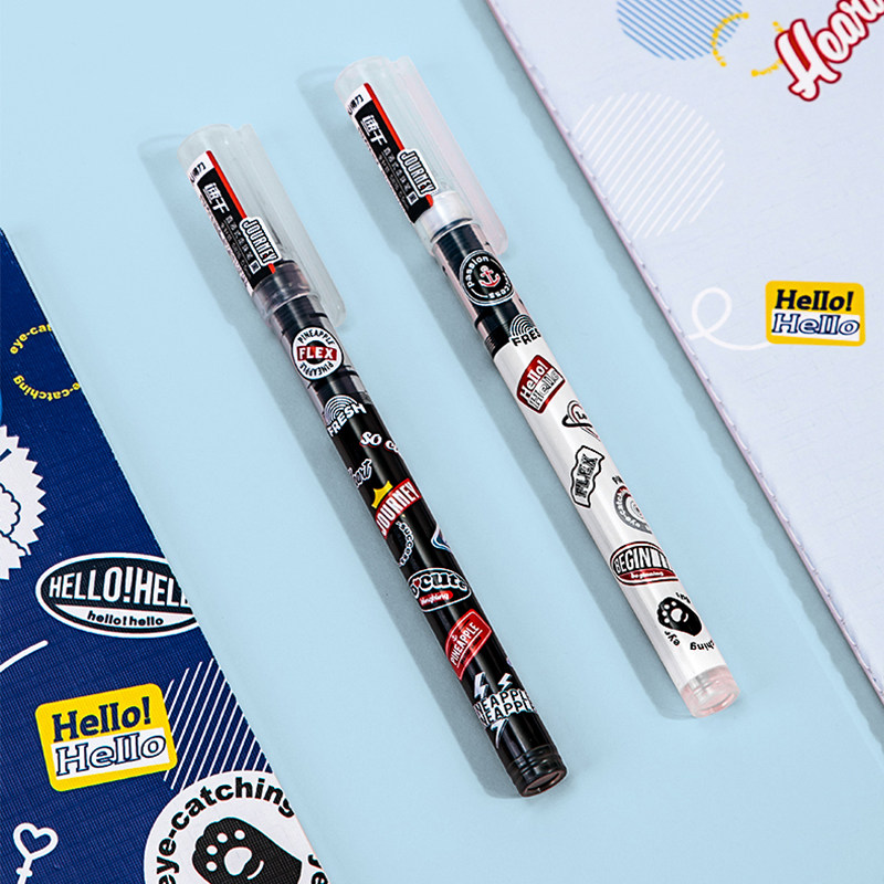 Able Large Capacity Speed Dry Straight Liquid Type Water-based Ballpoint Pen Student-wide Pen Cute Little Fresh Black Water-based Pen
