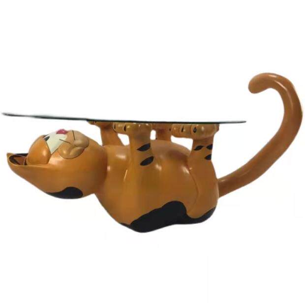 Nordic art simple modern mini cartoon Garfield glass coffee table creative fiberglass sculpture side a few sets of several