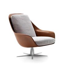 Nordic light lavish saddle leather Saddle Leather Casual Chair Modern Profiled GRP Sofa chair Decent Board House Sales Office Chair Subs