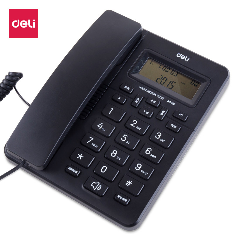 Deli 33490 business telephone landline home office commercial wired desktop type dual interface multiple ringtones