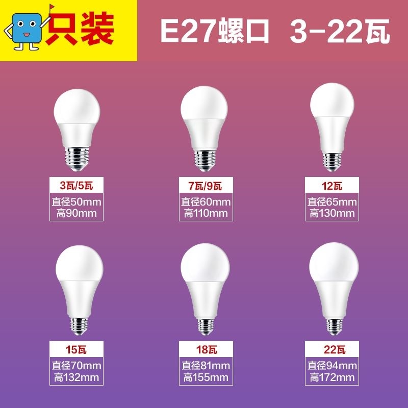 LED Bulb Yellow Light Warm Color Screw Mouth Super Bright Energy Saving Home Comfort Room e27 Natural Light Warm White Let Snail