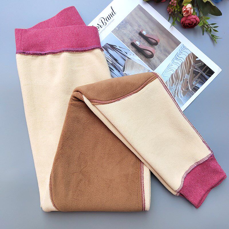 Red bean plus velvet thick warm pants women's large size middle-aged and elderly people wear mother's cotton pants plus knee pads in winter German velvet