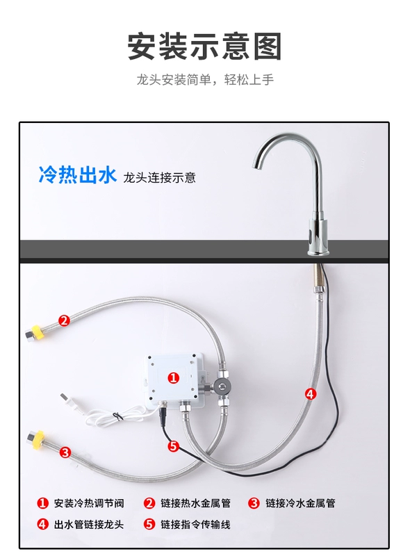 Vòi cảm biến hoàn toàn tự động vòi cảm biến thông minh máy rửa tay cảm biến lạnh đơn vòi tiết kiệm nước gia đình voi nuoc cam ung bồn rửa tay cảm ứng