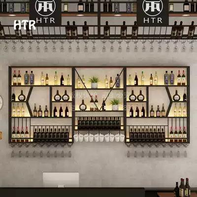 Wall wine rack storage rack dining room red wine cabinet display rack clean bar iron Red Wine Rack Bar Bar Bar Bar wine cabinet wall hanging