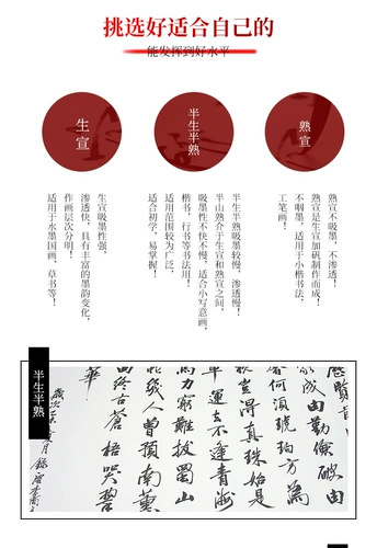Haoxuan Half -Жизнь и полузвитанная рисовая бумага каллиграфия Специальная бумага 100 кусочков сырой рисовой бумаги китайские картины, приготовленная рисовая бумага с четырьмя футами Трехнопные три -футовые шесть шести -футов для начинающих писатель