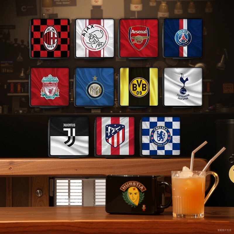 Football Team Emblem Decorative Painting World Cup Ligue 1 Bar Background Wall Decoration Store Wall Decoration Real Madrid Team Hanging Painting