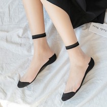 Glass silk tube socks ins tide summer socks thin section womens socks Crystal silk cotton bottom summer transparent stockings long