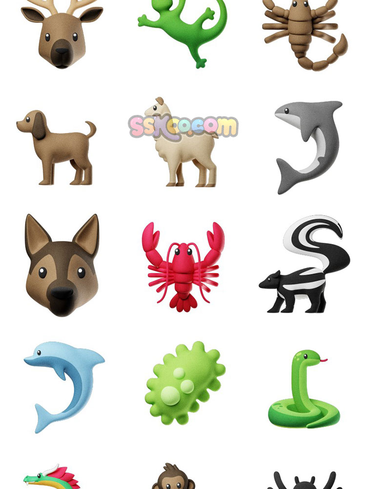 3D立体可爱动物头像emoji小动物Animojis图标icon插画png免扣图片插图8