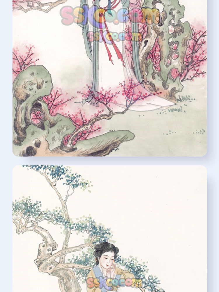 中国古代四大美人嫦娥奔月图片插画插图PNG免扣装饰背景PPT素材插图4