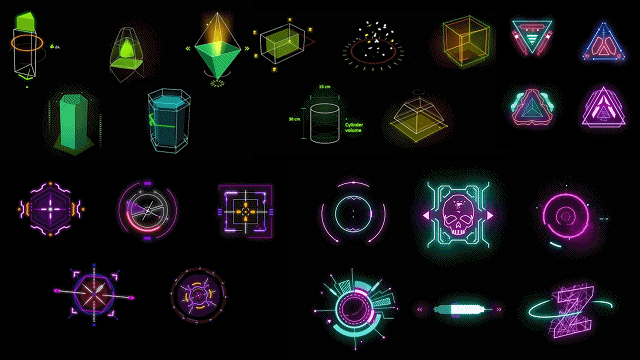 AE脚本523个HUD科技感赛博朋克霓虹发光UI元素图形动画素材AE模板插图7