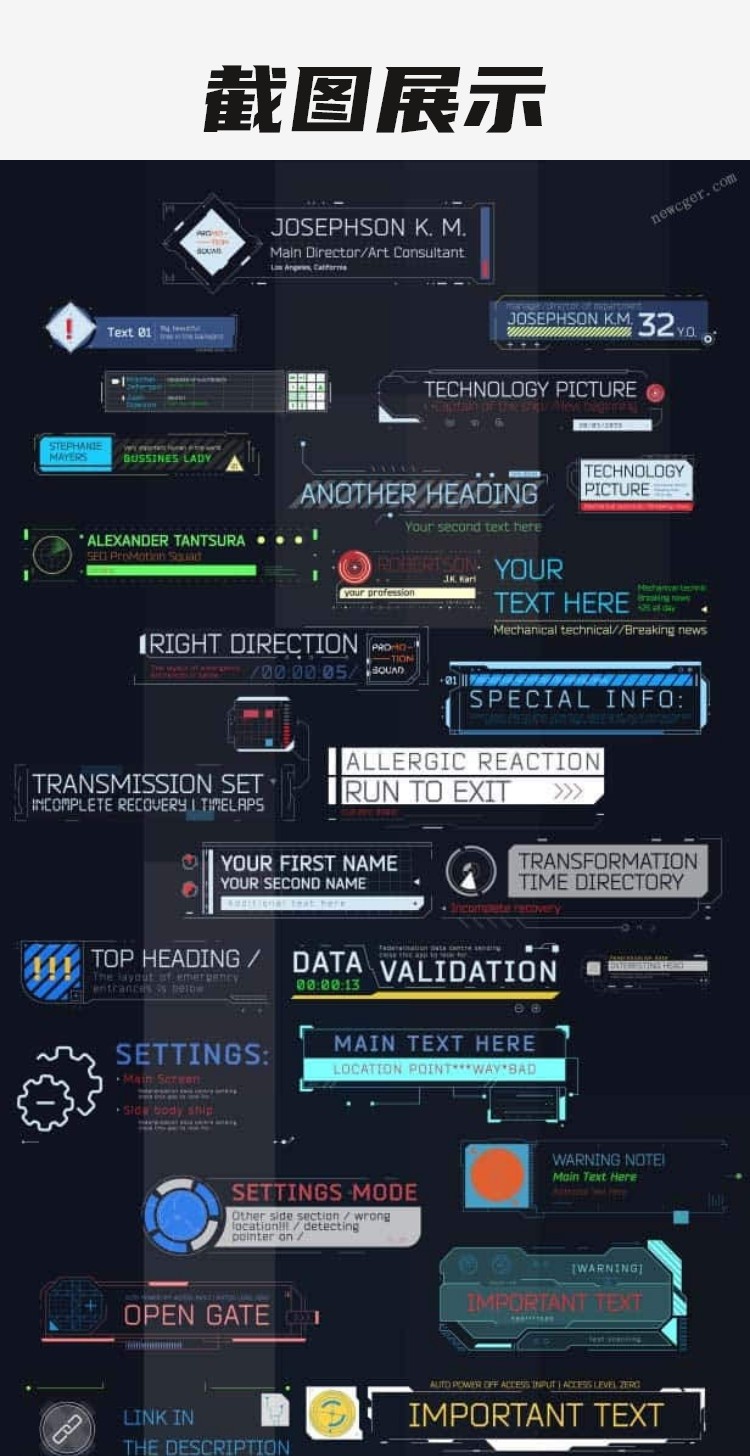 潮流赛博朋克炫酷AE动态字幕条动画模板文字标题排版特效素材效果插图1