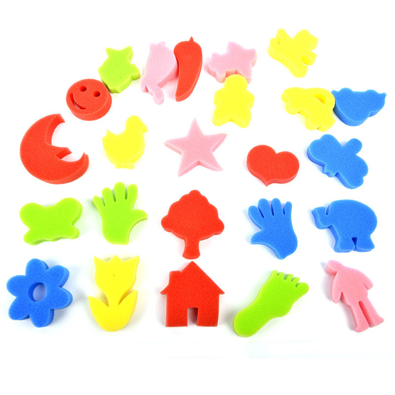 Sponge graphic seal children's fun diy graffiti tool animal early education ring creation kindergarten geometric sponge set