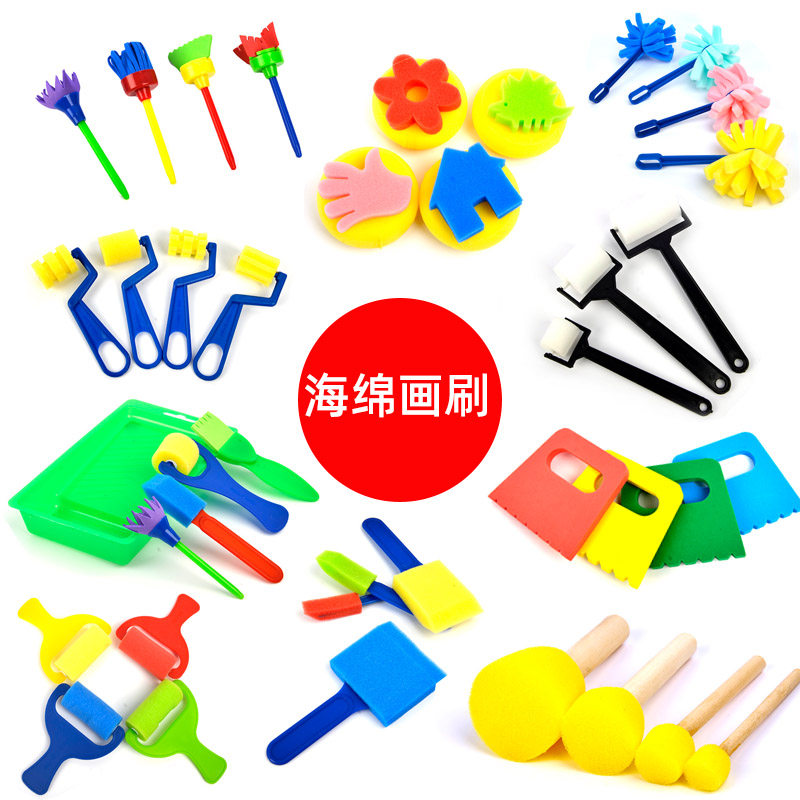 Sponge painting brush roller roller kindergarten set sponge roller brush painting seal children's painting graffiti tool