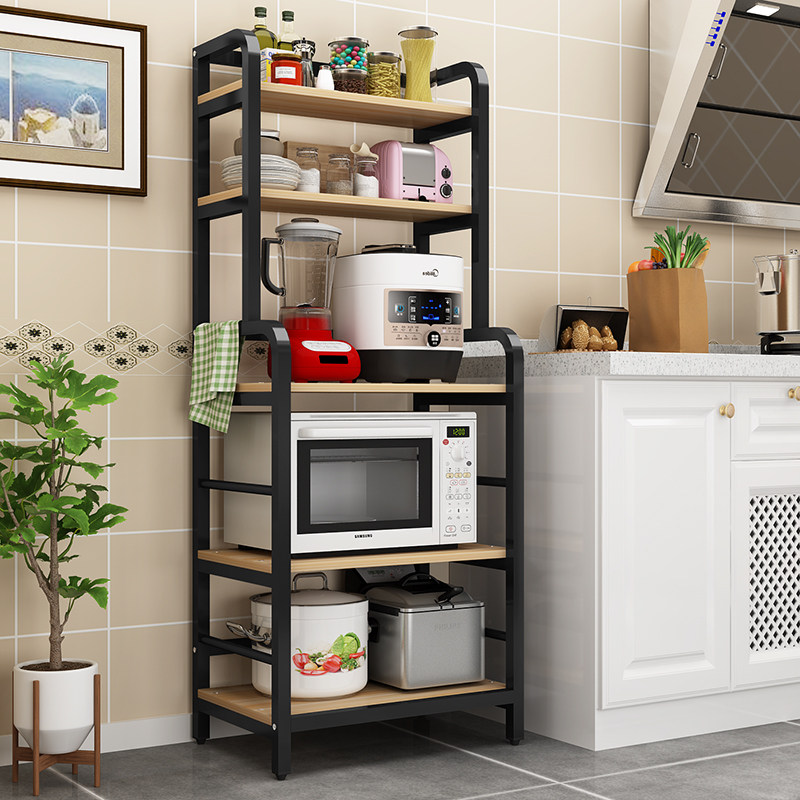 Kitchen shelf Floor-standing multi-layer household oven seasoning pot multi-function microwave oven shelf storage shelf