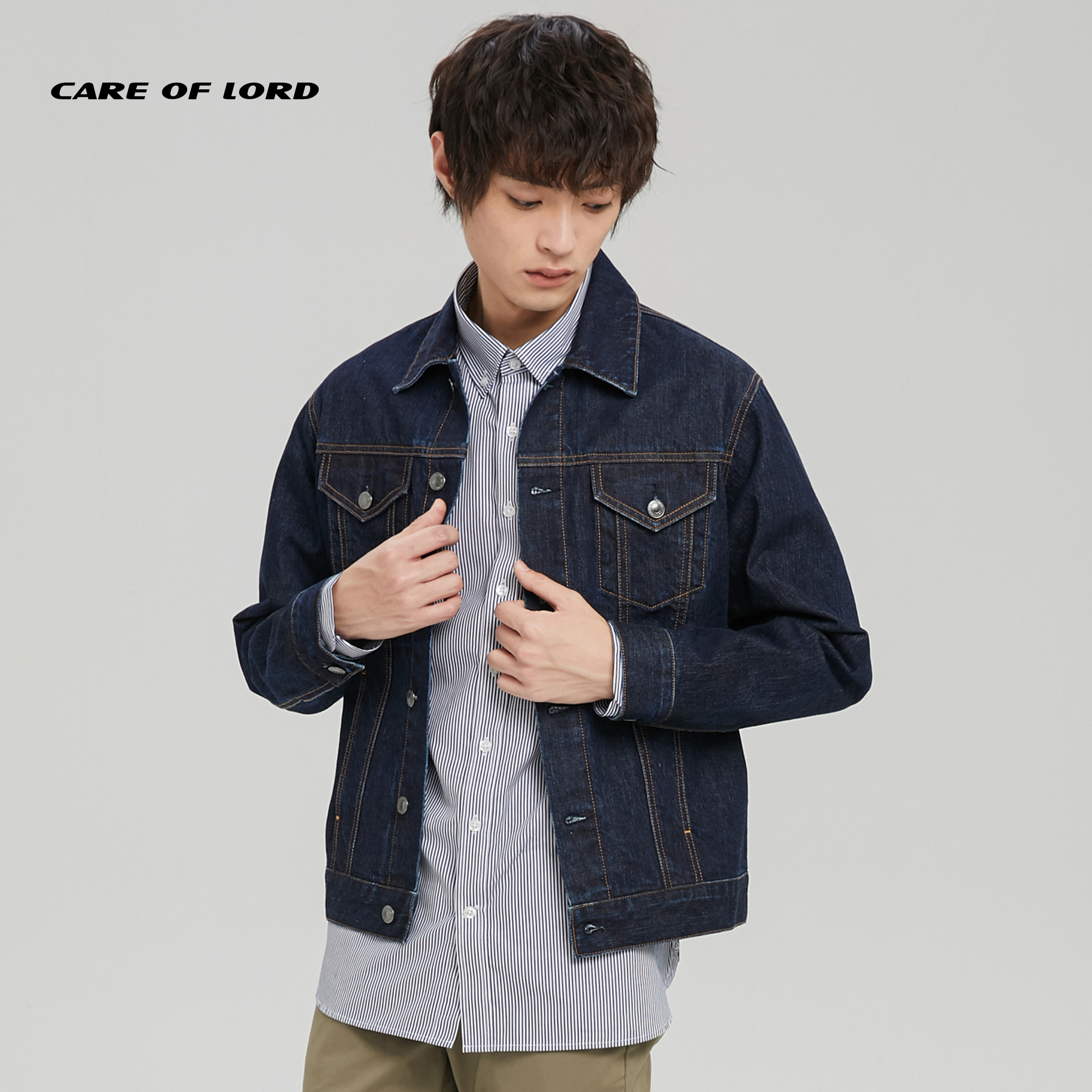 CAREOFLORD Early spring Japanese fabric men's original cow washed denim jacket short jacket