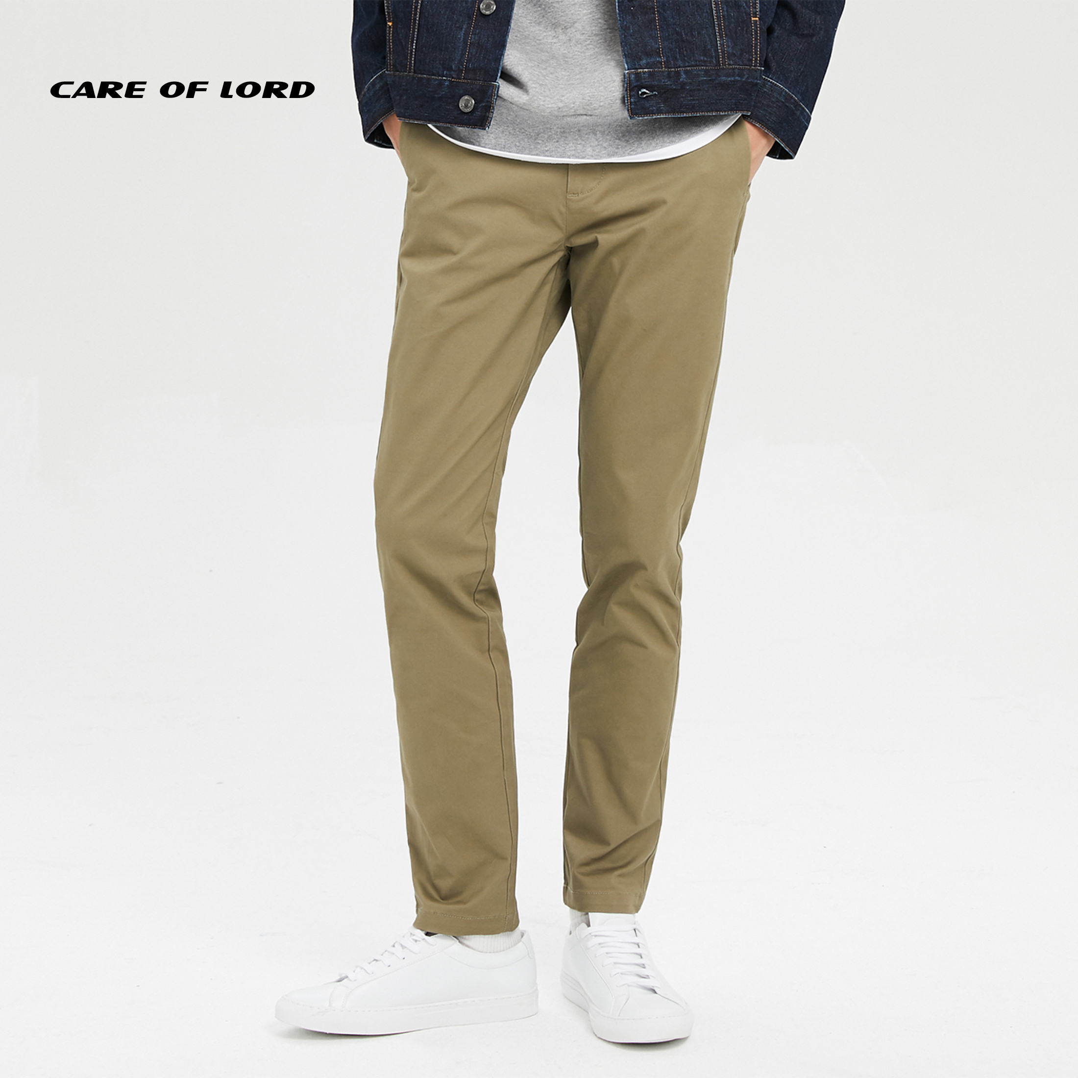 CAREOFLORD Cavlo Spring Summer men slim stretch cotton trousers khakis slacks