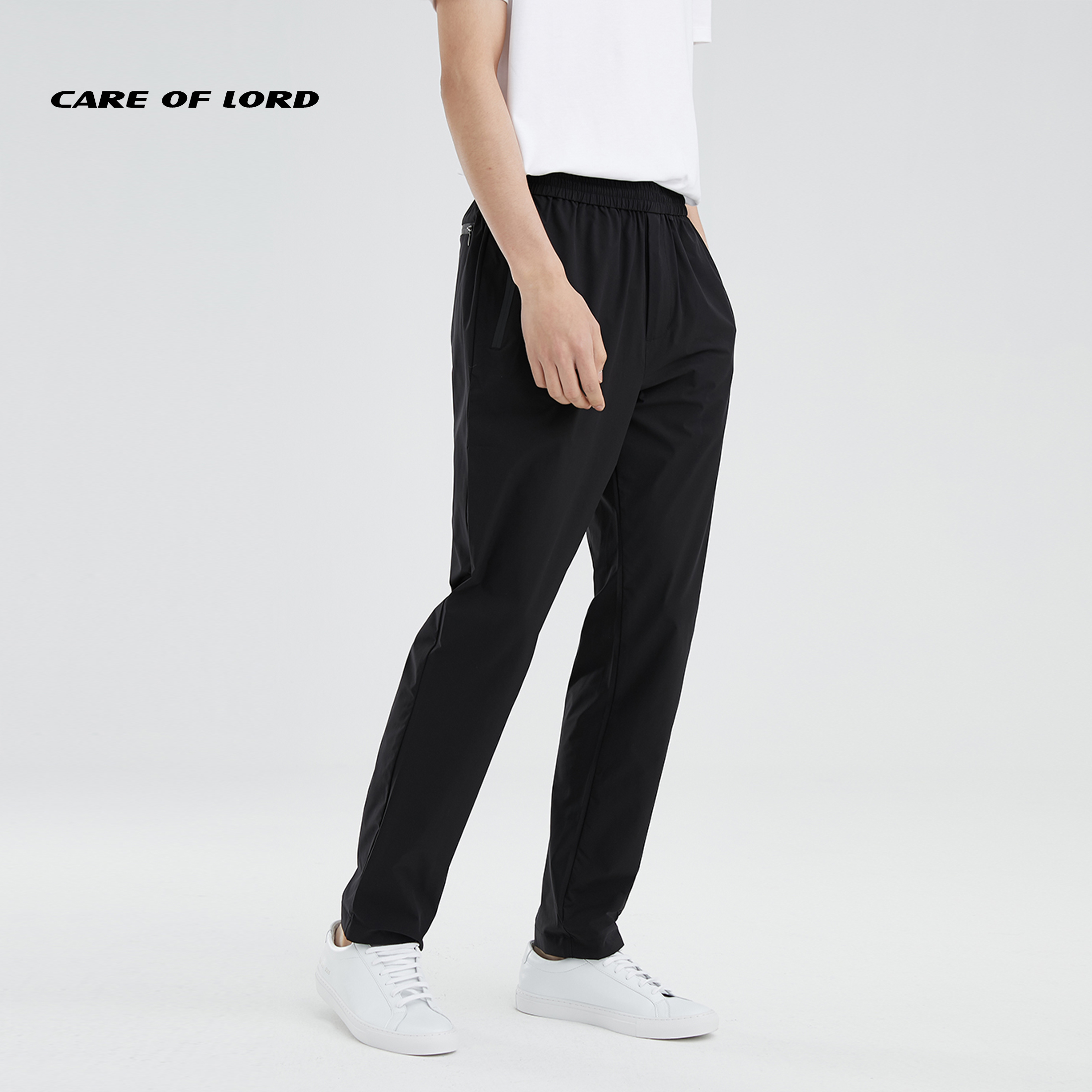 CAREOFLORD Men's spring and summer men's sweatpants stretch drawstring light casual waterproof pants