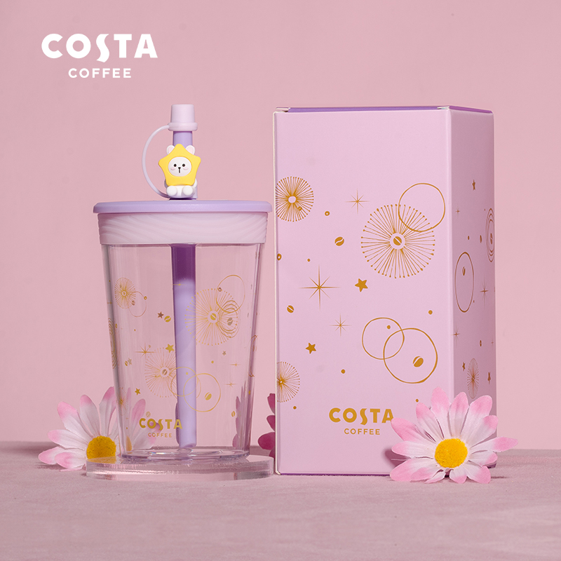 COSTA plastic water cup children with straw cup girls cute portable high value large capacity drinking cup