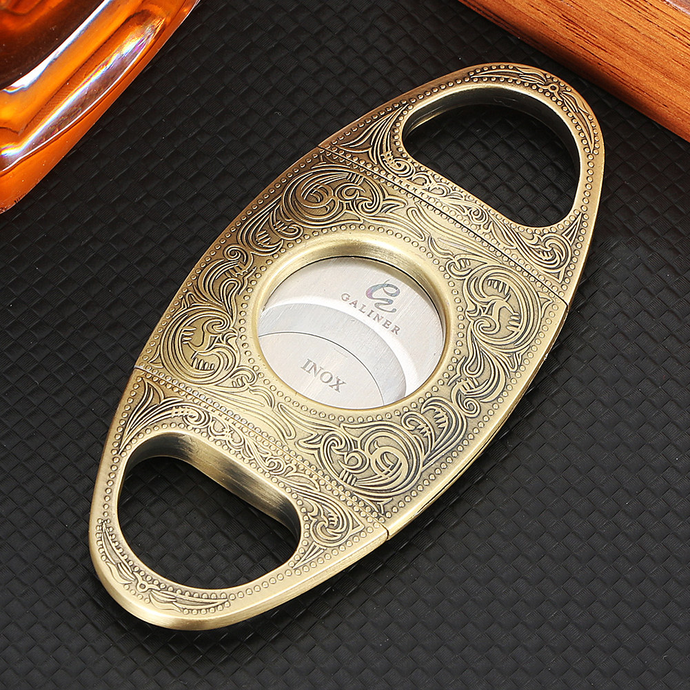 GALINER cigar scissors stainless steel sharp blade cigar cutter pliers round cigar scissors cutting tool leather case