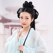  Hanfu hairband wig One-piece lazy ancient style headdress headband womens bun Daily hair bag Ming ancient costume hair accessories