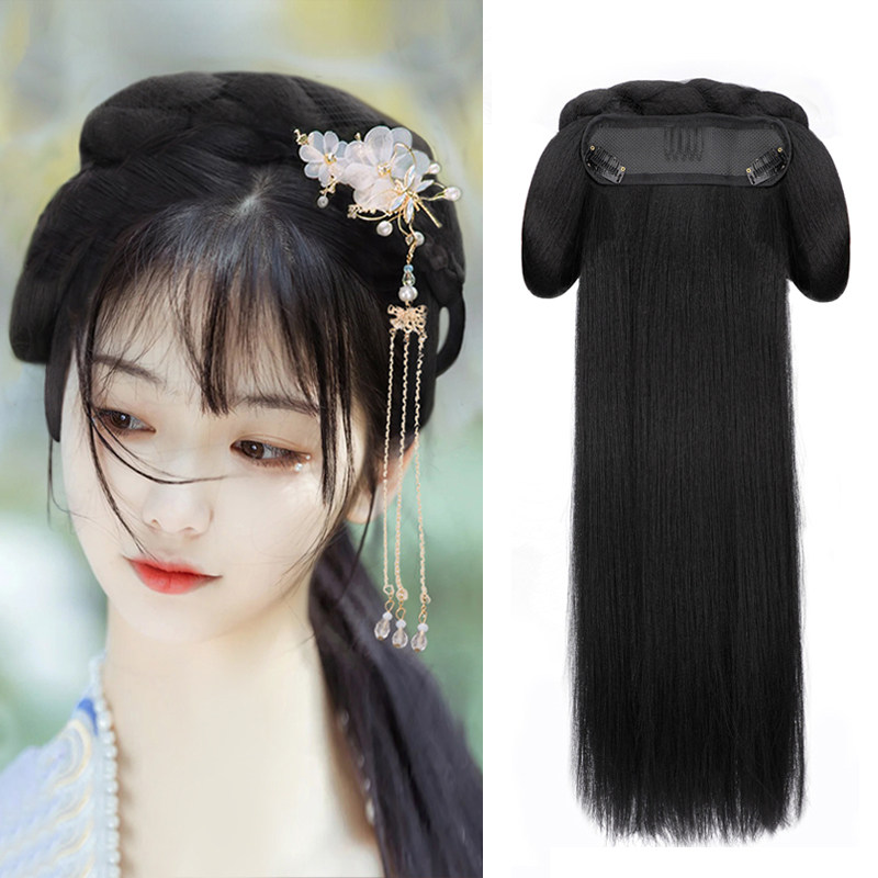 Hanfu wig integrated wig bag lazy hair hoop ancient hair accessories hairstyle full head cover ancient style hair bun female style