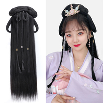  Hanfu wig Ancient style one-piece hairband hair bag bun hand disabled party lazy hairstyle full set of Ming and Tang style styling