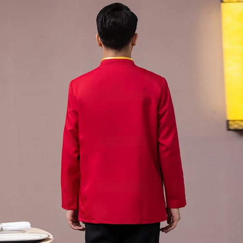 Китайский ресторан официант рабочая одежда длинная женская чайная домика, кейтеринг, одежда горячий горшок в ресторане Отель осень и зимние сетки мужчины