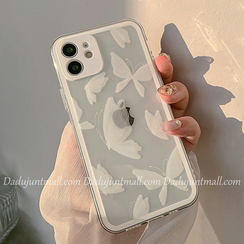 Fa-style retro butterfly applies 12pro max apple 11 mobile phone protection shell x xr transparent xs max Japan-ROK brief tide 8plus small crowdnet red advanced full package anti-fall ip