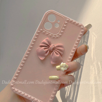 ins Pink Butterfly Bow is suitable for Apple 11 Straight Side Mobile Phone Shell iPhone 12pro Max Simple x xr Soft Shell xs max max max 8plus Net Red Goddess