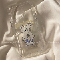 Cute transparent puppy applies iPhone13 mobile phone shell applicable iphone13pro max high level sense 12 11 xr xsmax anti-fall x protective sleeve ten