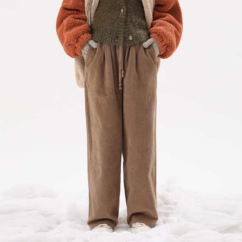 DNT Han Huohuo The materials are doubled, retro but not out of date, loose corduroy wide-leg pants and casual pants in autumn and winter